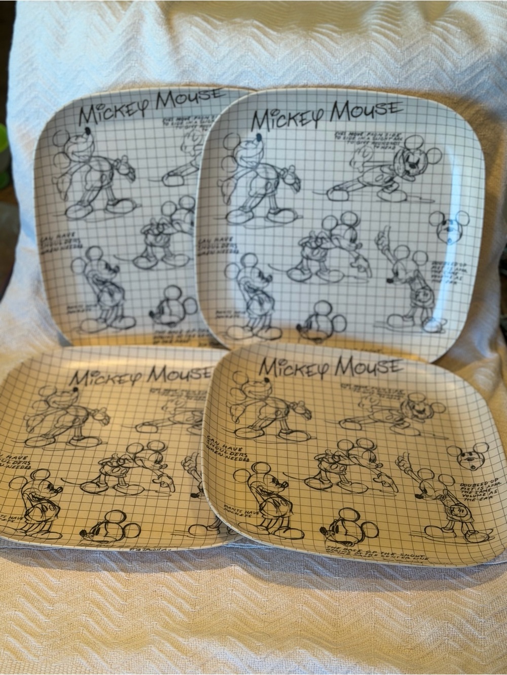 Mickey Mouse Disney Theme Set of 4 Square Plastic Dinner Plates